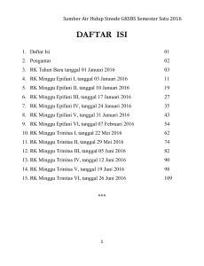 Sumber Air Hidup Sinode GKSBS Semester Satu 2016