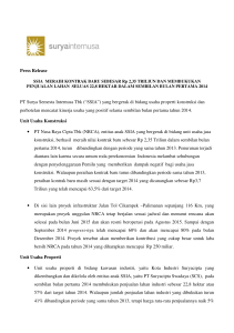 Press Release PT Surya Semesta Internusa Tbk (“SSIA”) yang