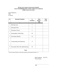 Penilaian Tugas Makalah Kajian Resep Ujian