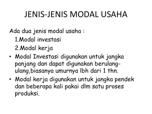 JENIS-JENIS MODAL USAHA