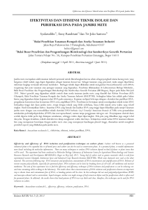 Efektivitas dan Efisiensi Teknik Isolasi dan Purifikasi DNA pada