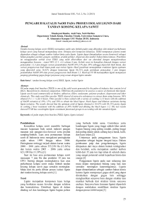 Jurnal Teknik Kimia USU, Vol. 2, No. 2 (2013) PENGARUH KATALIS