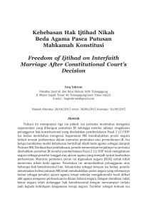 Kebebasan Hak Ijtihad Nikah Beda Agama Pasca Putusan