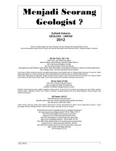 Menjadi Seorang Geologist