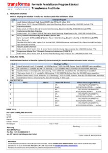 Form Pendaftaran Training Februari-Maret 2016