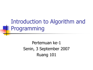 Introduction to Algorithm and Programming - E