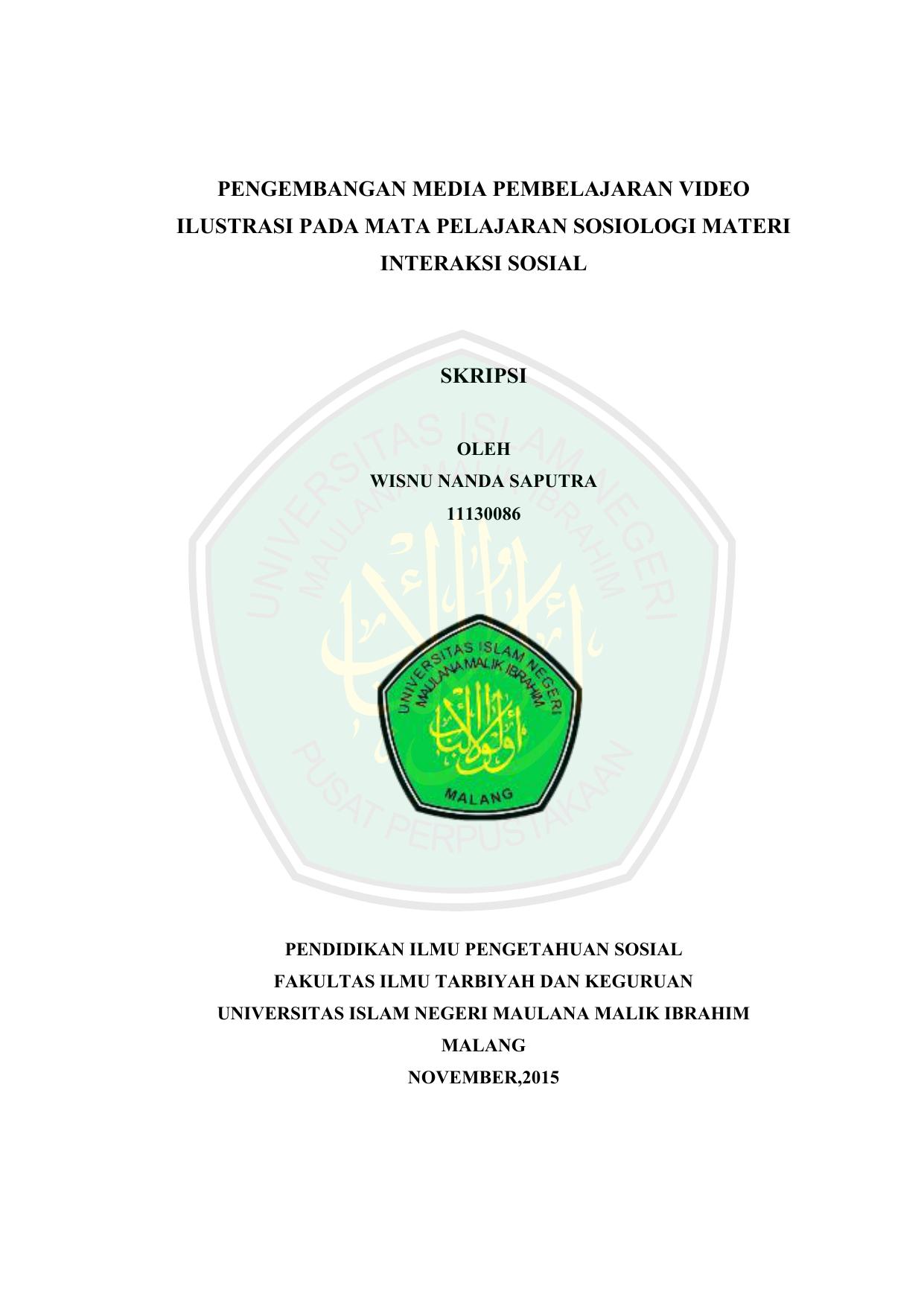 Etheses Of Maulana Malik Ibrahim State Islamic