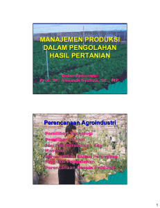manajemen produksi dalam pengolahan hasil pertanian