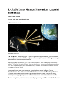 LAPAN: Laser Mampu Hancurkan Asteroid Berbahaya