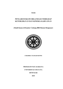 PENGARUH IKLIM ORGANISASI TERHADAP KETERLIBATAN DAN