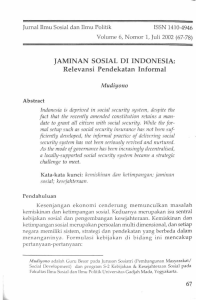 JAMINAN SOSIAL DI INDONESIA: Relevansi
