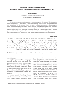 pengaruh struktur bahasa arab terhadap bahasa