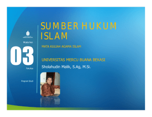 sumber hukum islam - Universitas Mercu Buana