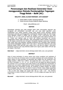 Perancangan dan Realisasi Generator Ozon menggunakan Metoda