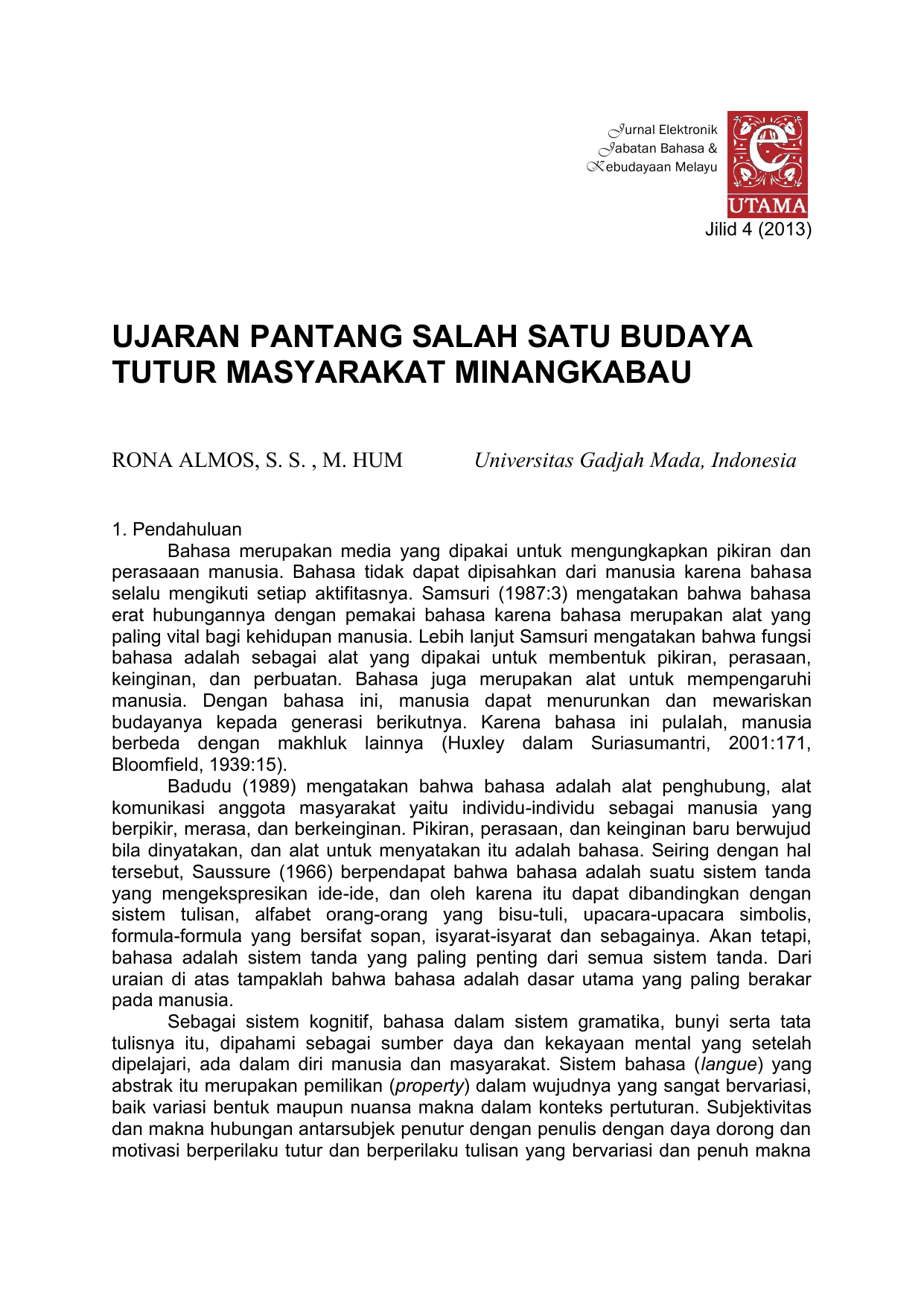 Pantang Dalam Bahasa Minangkabau