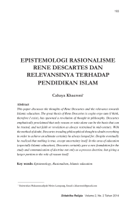 epistemologi rasionalisme rene descartes dan relevansinya