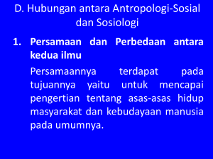 Hubungan Antropologi dengan Ilmu Sosial Lainnya