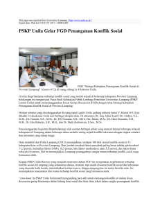 PSKP Unila Gelar FGD Penanganan Konflik Sosial   : Universitas