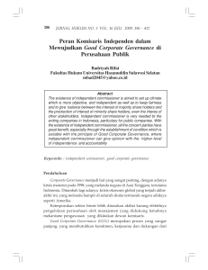 Peran Komisaris Independen dalam Mewujudkan Good Corporate