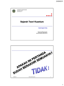 Sejarah Teori Kuantum - Pendidikan Fisika UAD