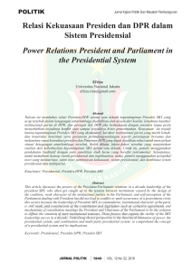 Relasi Kekuasaan Presiden dan DPR dalam Sistem Presidensial