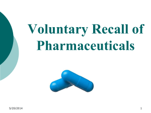 Voluntary Recall of Pharmaceuticals
