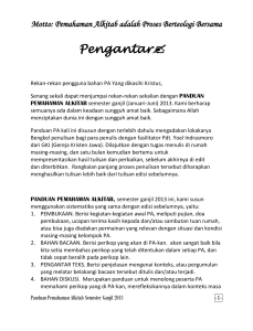 Motto: Pemahaman Alkitab adalah Proses Berteologi Bersama