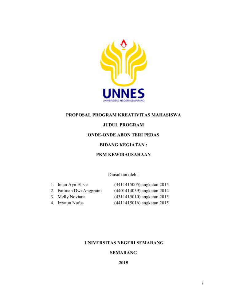 PROPOSAL PROGRAM KREATIVITAS MAHASISWA JUDUL