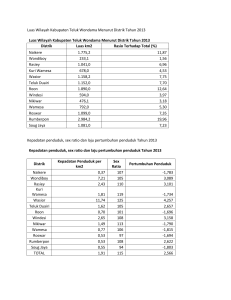 Luas Wilayah Kabupaten Teluk Wondama Menurut Distrik Tahun