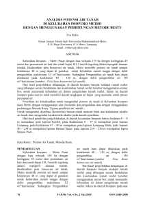 analisis potensi air tanah di kelurahan imopuro metro dengan
