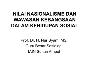 nasionalisme Islam - Prof. Dr. Nur Syam, M.Si