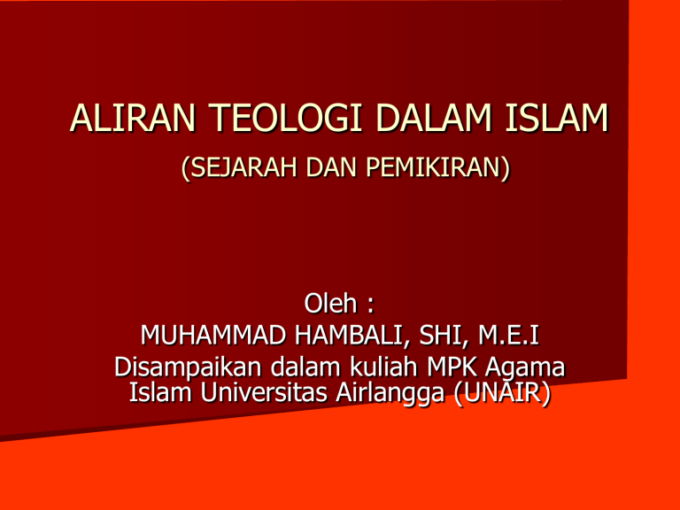 Aliran Teologi Dalam Islam Sejarah Dan Pemikiran