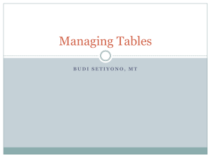 Managing Tables