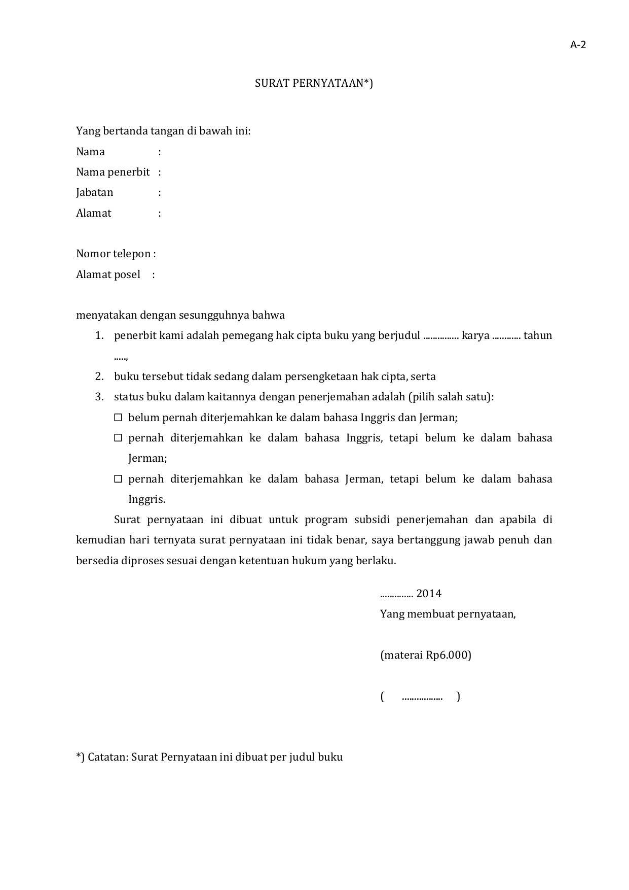34+ Contoh Surat Pernyataan Bahasa Inggris  Kumpulan Letter