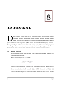 INTEGRAL D alam kalkulus dikenal dua macam pengertian integral