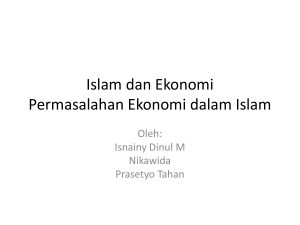 Islam dan Ekonomi Permasalahan Ekonomi dalam Islam