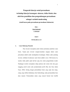 Pengaruh kinerja sosial perusahaan terhadap kinerja keuangan