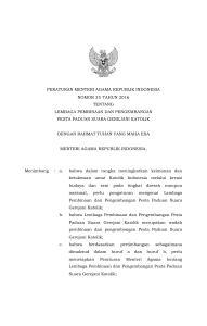 peraturan menteri agama republik indonesia nomor 35 tahun 2016