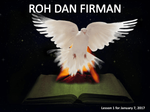 Lesson 1 for January 7, 2017 Roh Kudus dan asal mula Firman