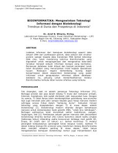 BIOINFORMATIKA: Mengawinkan Teknologi - komput@si