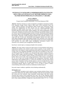 peningkatan kemampuan berpikir kritis matematis siswa melalui