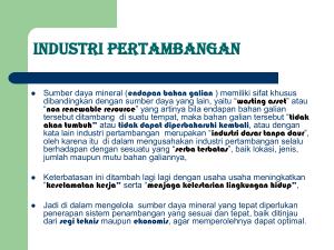 karakteristik dan manfaat industri pertambangan