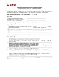 Nasabah Institusi FATCA DECLARATION FORM