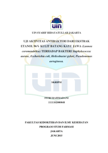 UJI AKTIVITAS ANTIBAKTERI DARI EKSTRAK ETANOL 96% KULIT