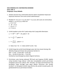 SOAL REMIDIAL KD 1 MATEMATIKA EKONOMI Kelas: AGB