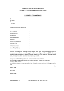 Formulir pendaftaran anggota Serikat Buruh Migran Indonesia