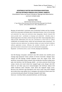 kontribusi faktor dan penyebab kekritisan sub das biyonga