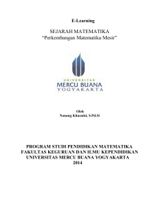 SEJARAH MATEMATIKA - Universitas Mercu Buana Yogyakarta