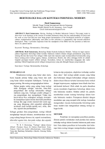 BERTEOLOGI DALAM KONTEKS INDONESIA MODERN