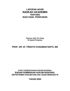 NASKAH AKADEMIS RUU TENTANG Bagi Hasil Perikanan